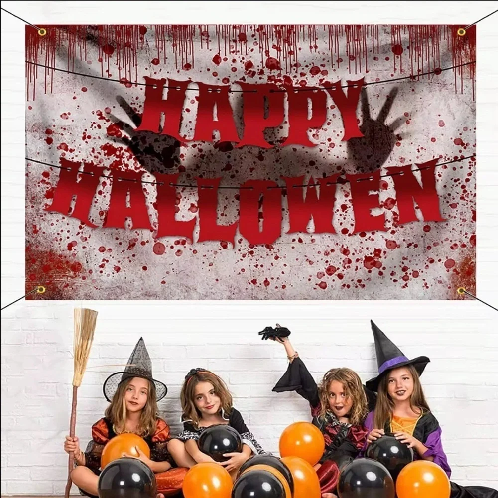 Bloody Halloween Banner Haunted House Wall Decoration Zombie Horror Party
